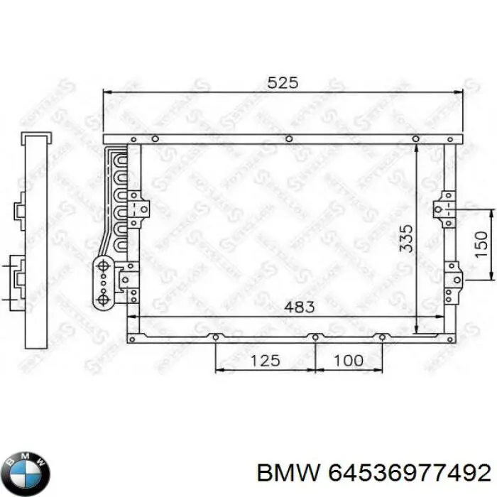 Chłodnica klimatyzacji BMW 64536977492 cena, od 124,88 USD