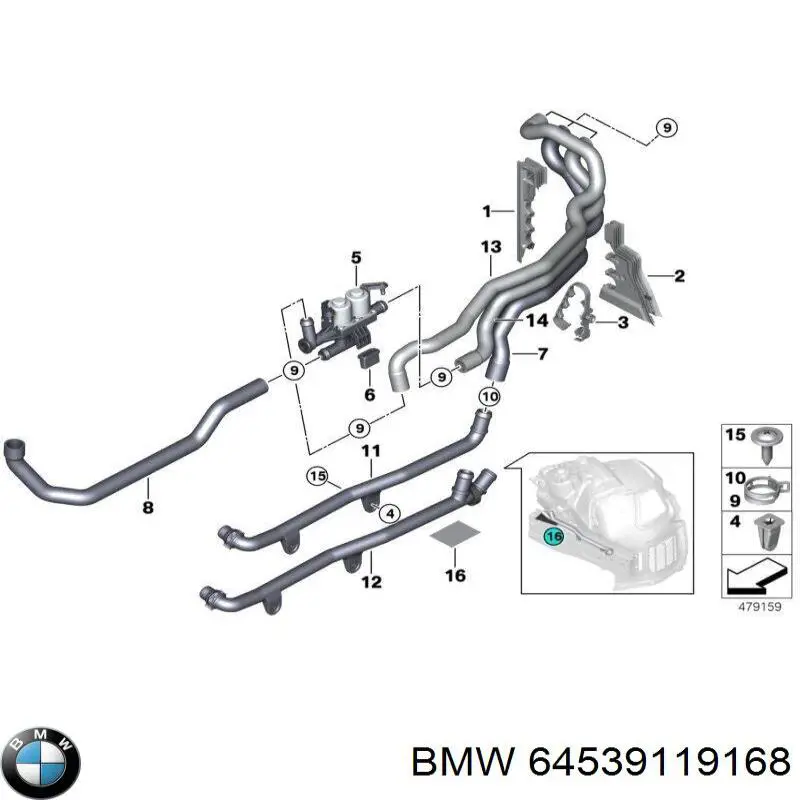 Przewód chłodnicy ogrzewacza (nagrzewnicy), dopływ do BMW 5 (F10)