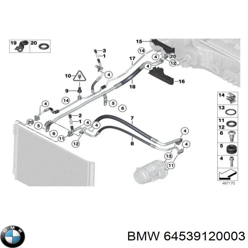 64539120003 BMW Przewód klimatyzacji, od chłodnicy do parownika