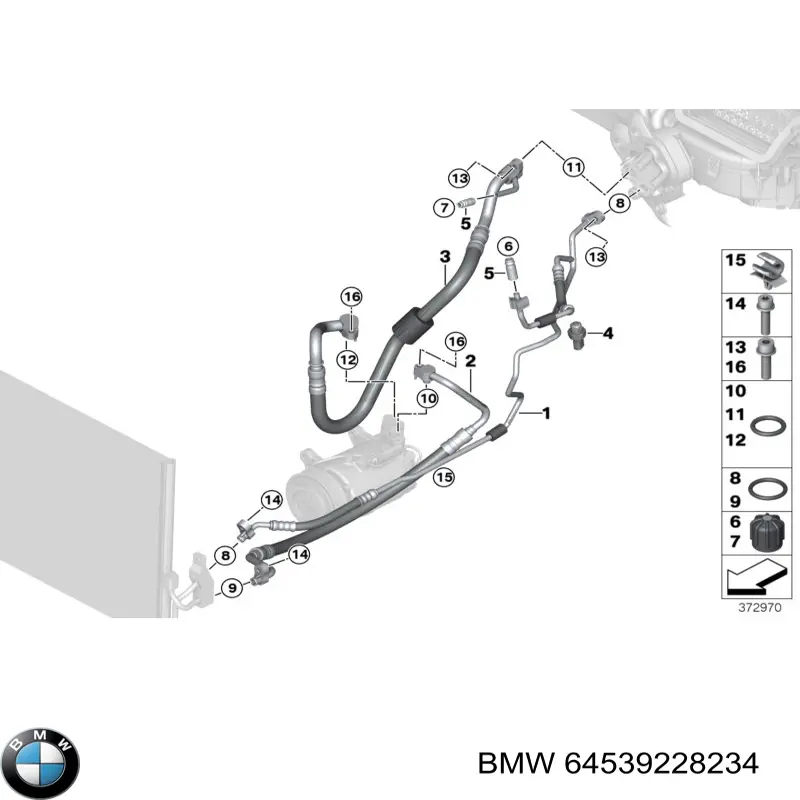 64539228234 BMW Przewód klimatyzacji, od chłodnicy do parownika
