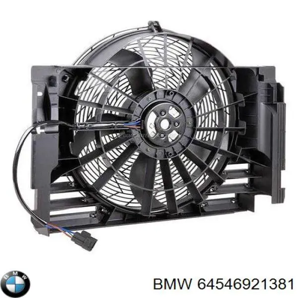 64546921381 BMW Dyfuzor chłodnicy klimatyzacji, w komplecie z wirnikiem i silnikiem