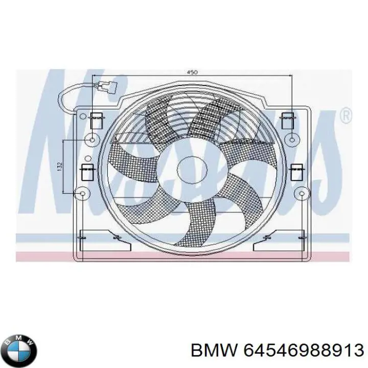 Do koszyka 64546988913 BMW Dyfuzor chłodnicy, w komplecie z silnikiem i wirnikiem