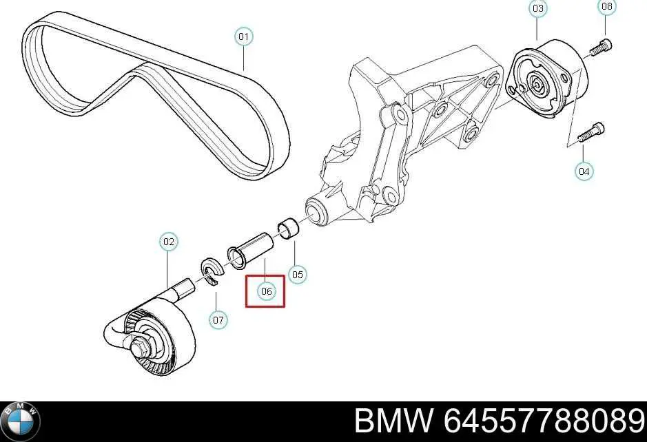 64557788089 BMW tuleja amortyzatora napinacza paska napędowego