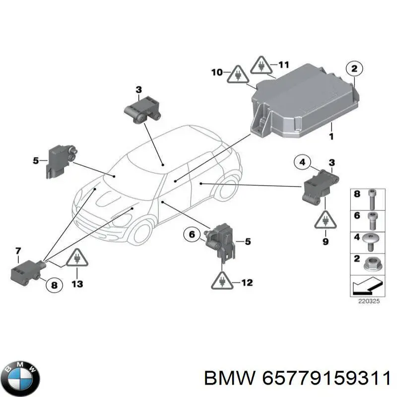 Czujnik AIRBAG przedni BMW 65779159311 cena, od 45,97 USD