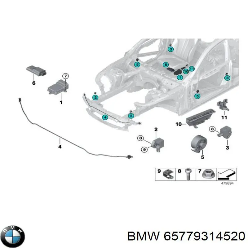 65779314520 BMW Czujnik AIRBAG przedni