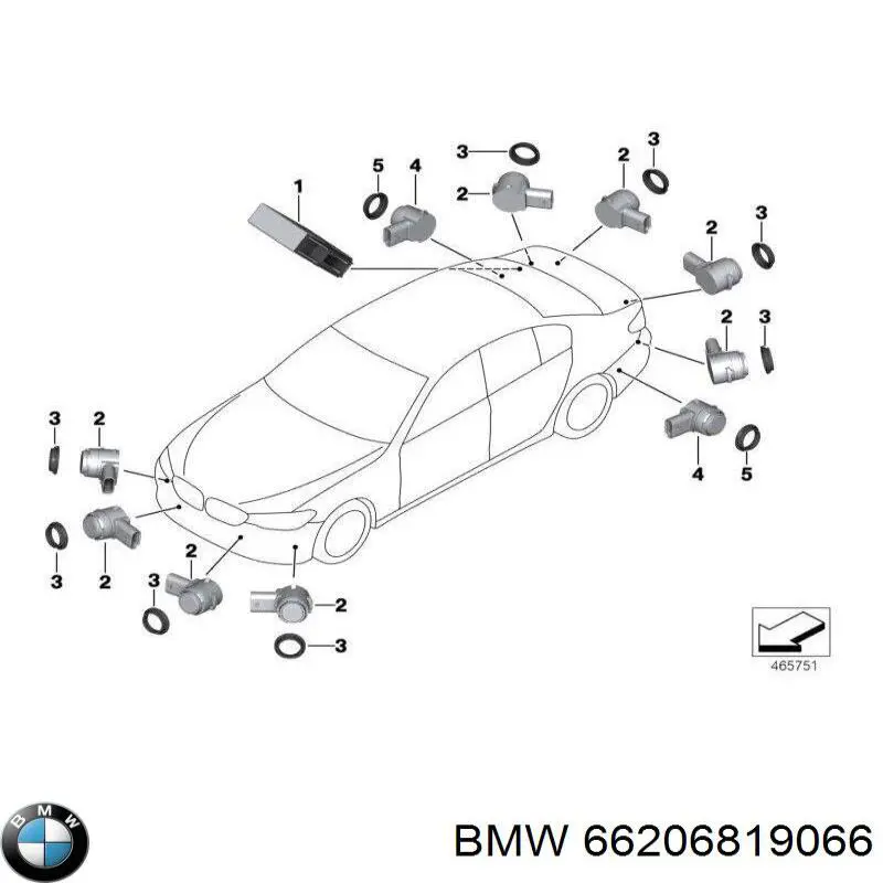 66206819066 BMW Czujnik parkowania przedni/tylny środkowy