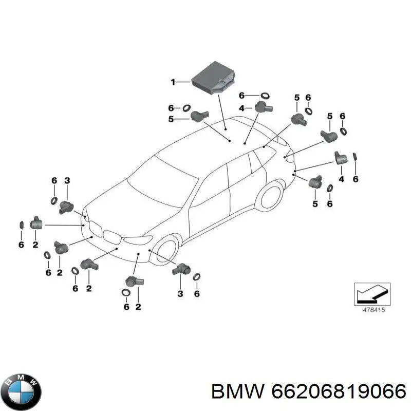 Czujnik parkowania przedni/tylny środkowy BMW 66206819066 cena, od 16,19 USD