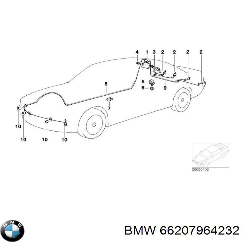 Czujnik parkowania przedni/tylny środkowy BMW 66207964232 cena, od 17,27 USD