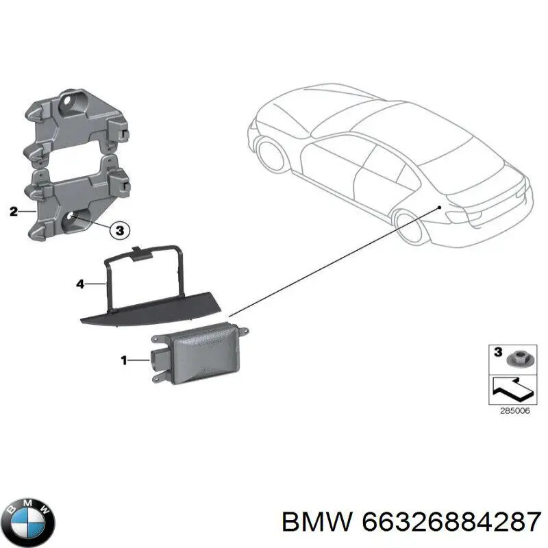 66326884287 BMW Czujnik kontroli martwej strefy tylny (martwego polam martwego punktu)