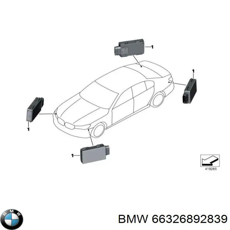 Czujnik kontroli martwej strefy tylny (martwego polam martwego punktu) BMW 66326892839 cena, od 311,20 USD