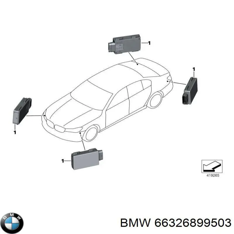66326899503 BMW Czujnik kontroli martwej strefy tylny (martwego polam martwego punktu)