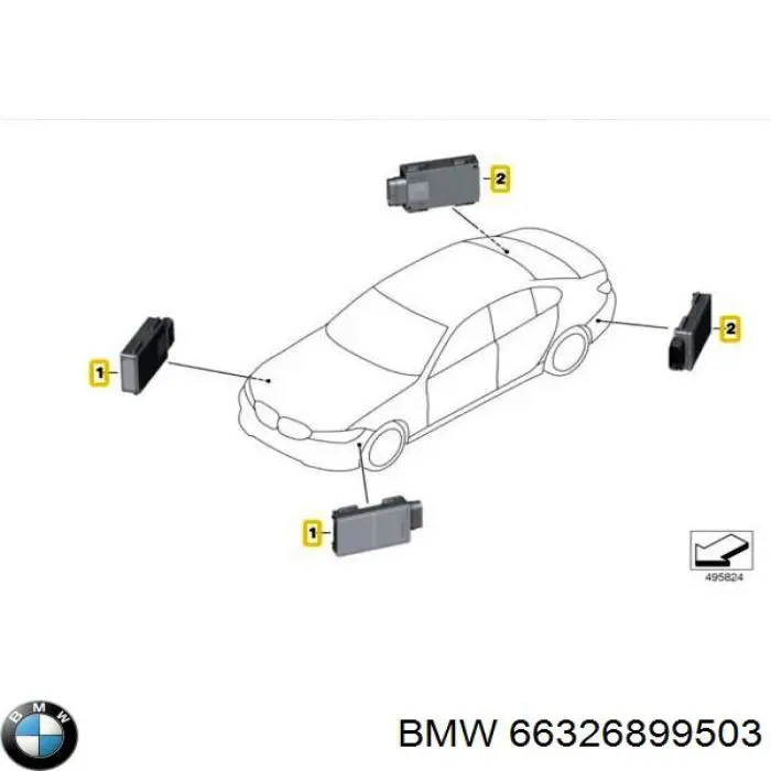 Do koszyka 66326899503 BMW Czujnik kontroli martwej strefy tylny (martwego polam martwego punktu)