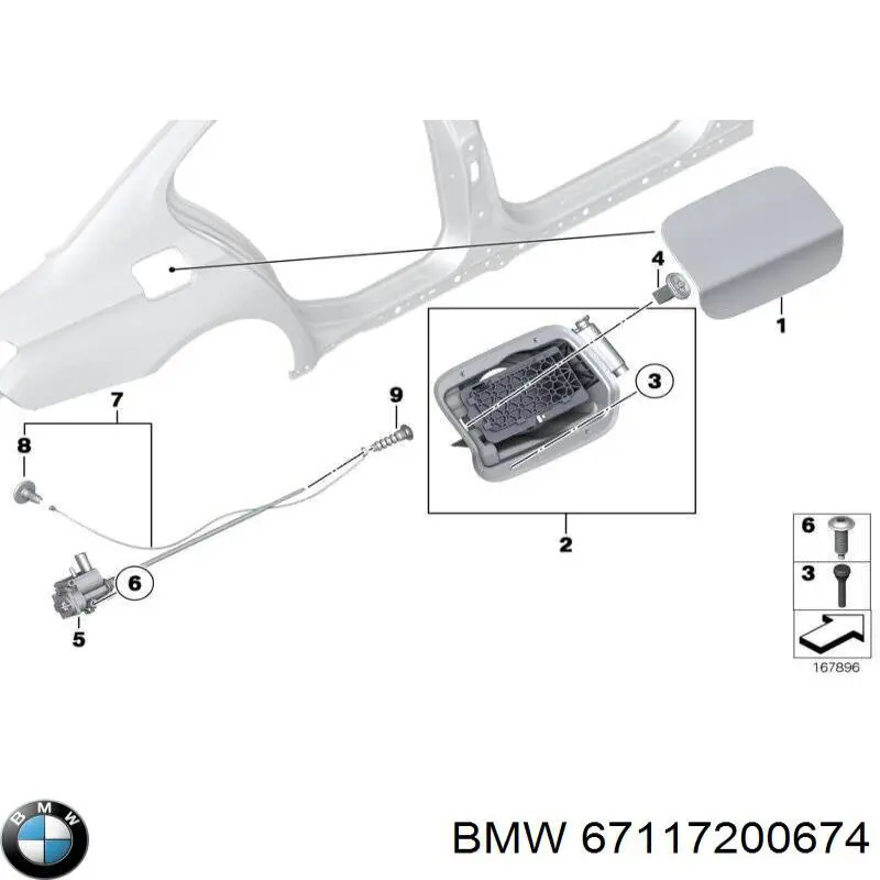 Silniczek otwierania klapki wlewu paliwa do BMW 7 (F01, F02, F03, F04)