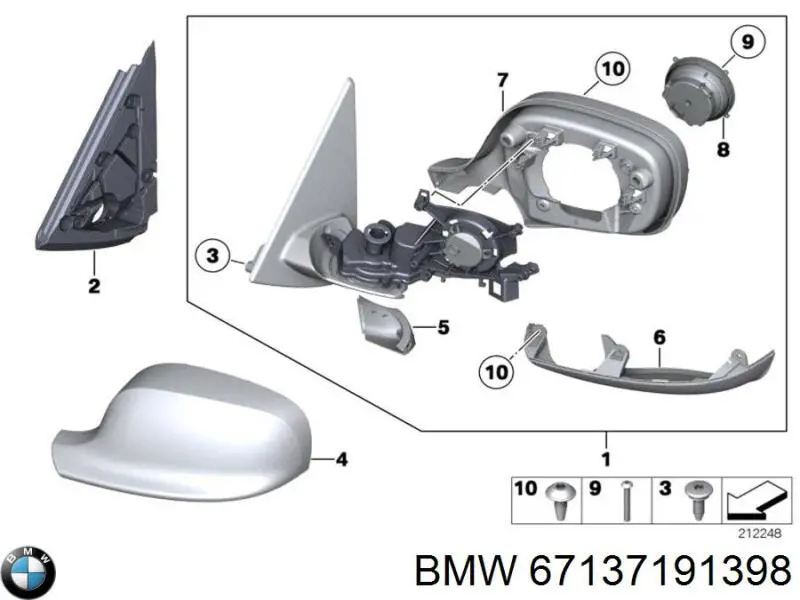 Silniczek lusterka wstecznego BMW 67137191398 cena, od 59,59 USD