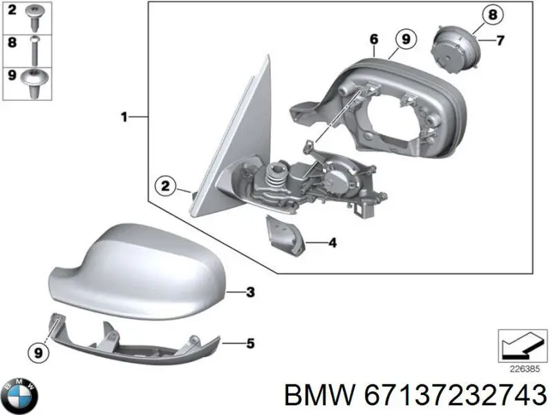 Silniczek lusterka wstecznego BMW 67137232743 cena, od 125,50 USD