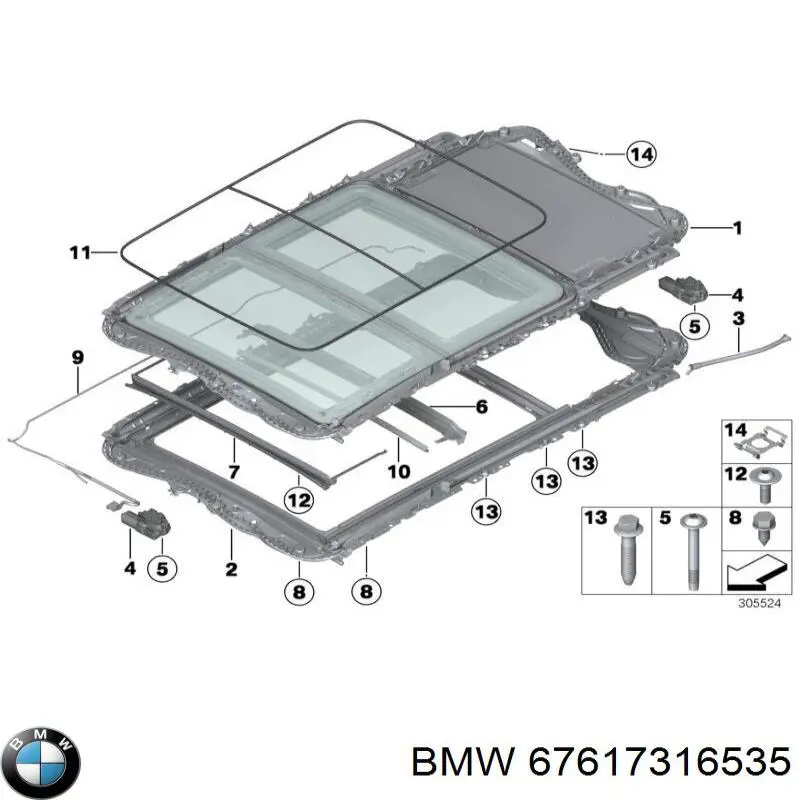 Silniczek szyberdachu do BMW 7 (F01, F02, F03, F04)