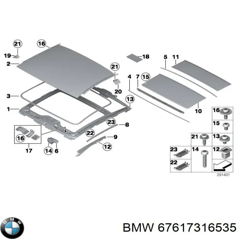 Silniczek szyberdachu BMW 67617316535 cena, od 166,85 USD