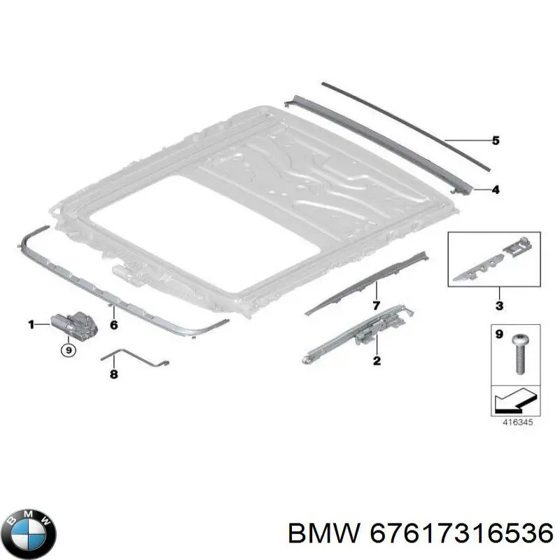 67617316536 BMW Silniczek szyberdachu
