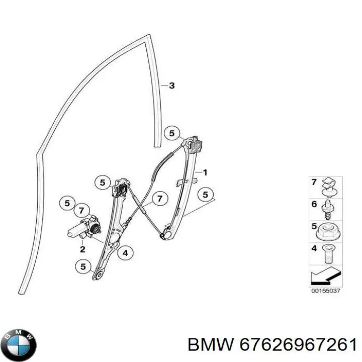 Silniczek podnośnika szyby drzwi przednich lewych do BMW X6 (E72)