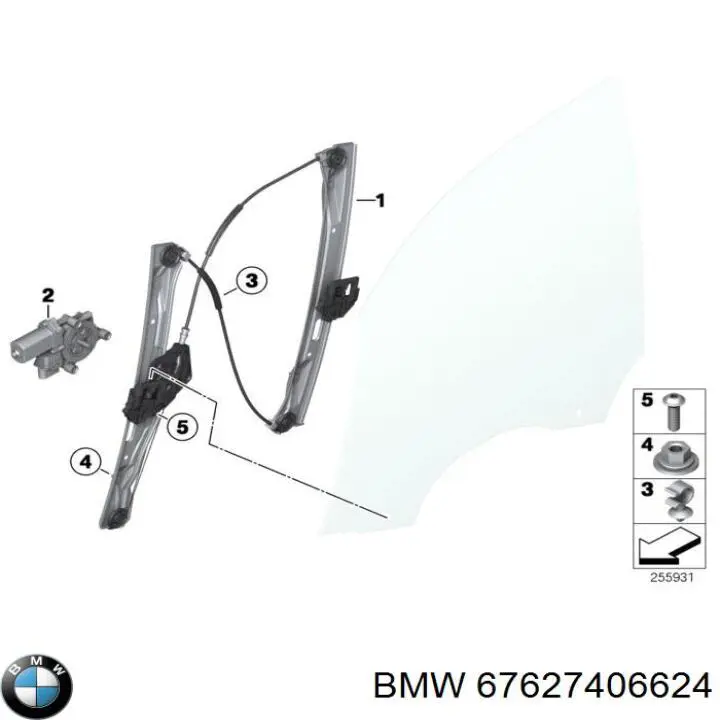 Silniczek podnośnika szyby drzwi przednich prawych BMW 67627406624 cena, od 125,81 USD