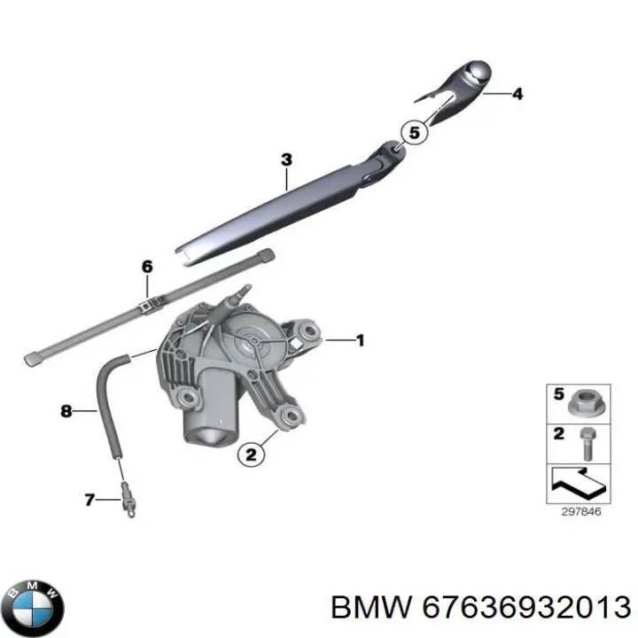 Silniczek wycieraczki tylnej szyby BMW 67636932013 cena, od 73,21 USD