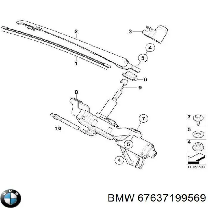 Silniczek wycieraczki tylnej szyby BMW 67637199569 cena, od 83,43 USD