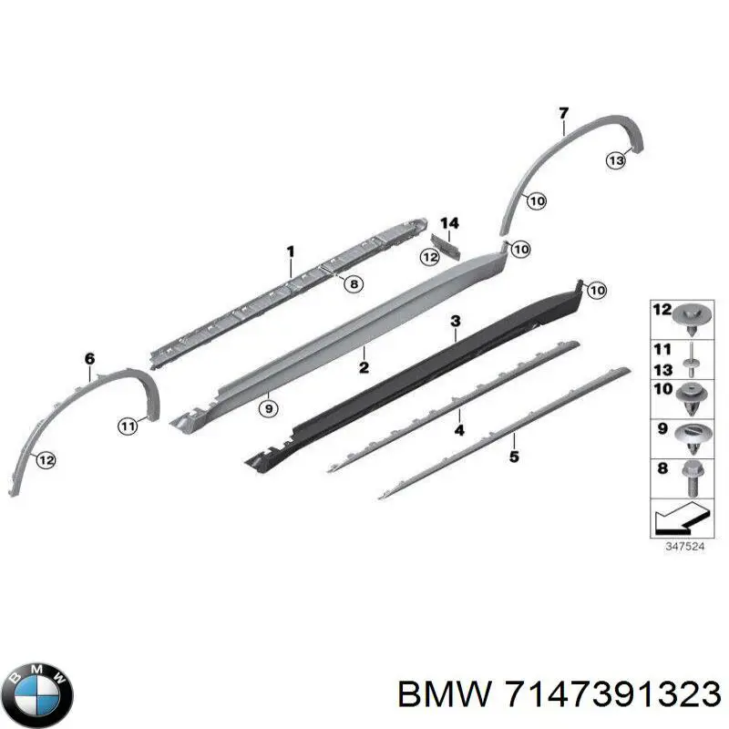 7147391323 BMW spinka mocowania listwy ochronnej drzwi