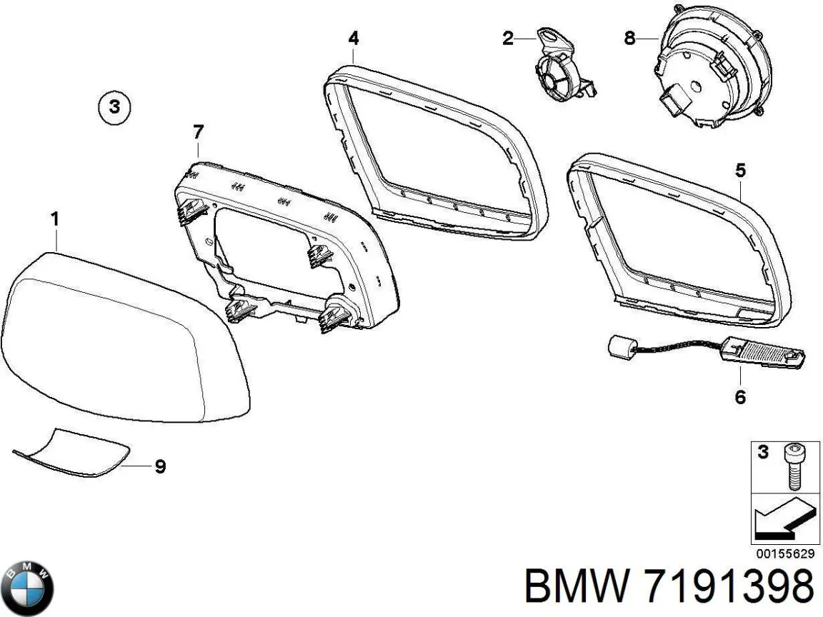 7191398 BMW Silniczek lusterka wstecznego