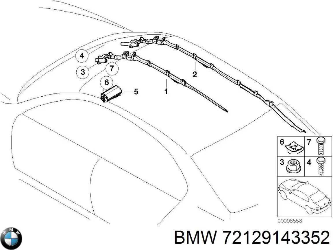 Poduszka powietrzna (AIRBAG) kurtyna boczna prawa do BMW 7 (E65, E66, E67)