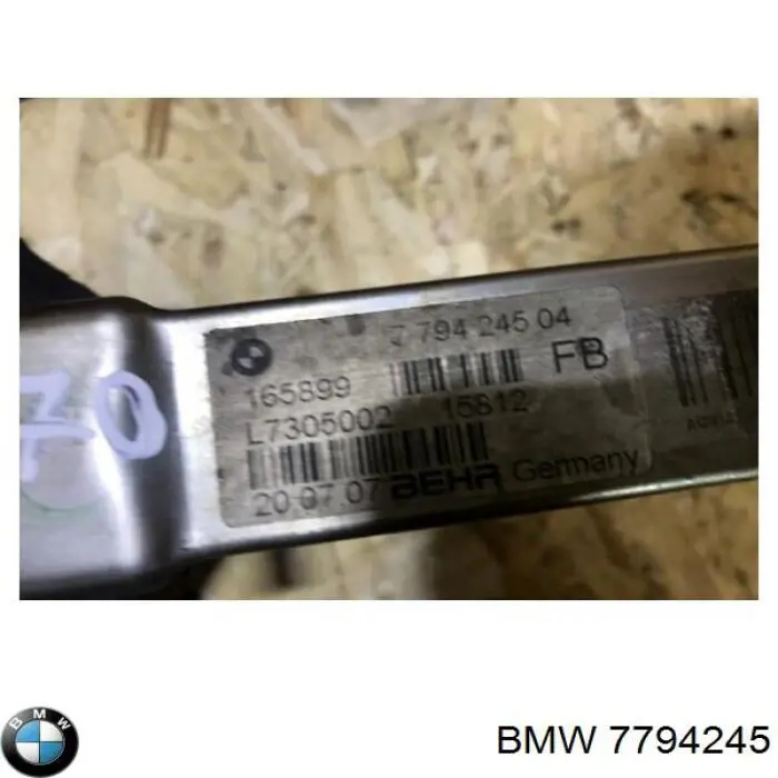 Do koszyka 7794245 BMW Chłodnica układu recyrkulacji spalin EGR