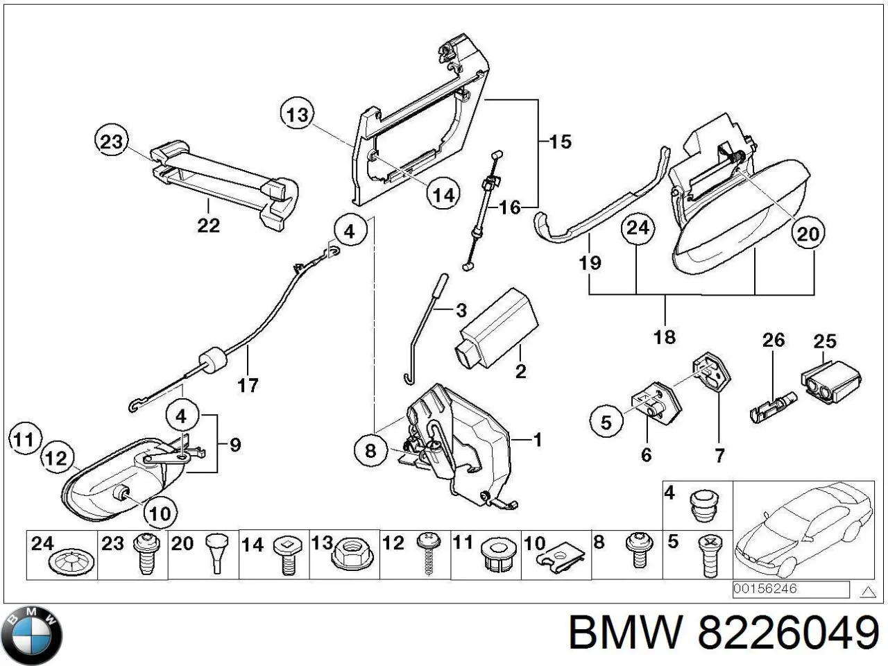 Do koszyka 8226049 BMW Klamka drzwi lewych przednia/tylna wewnętrzna