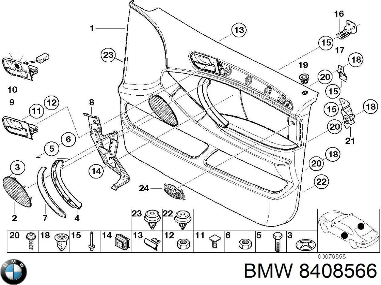 Klamka drzwi prawych przednia/tylna zewnętrzna do BMW X5 (E53)