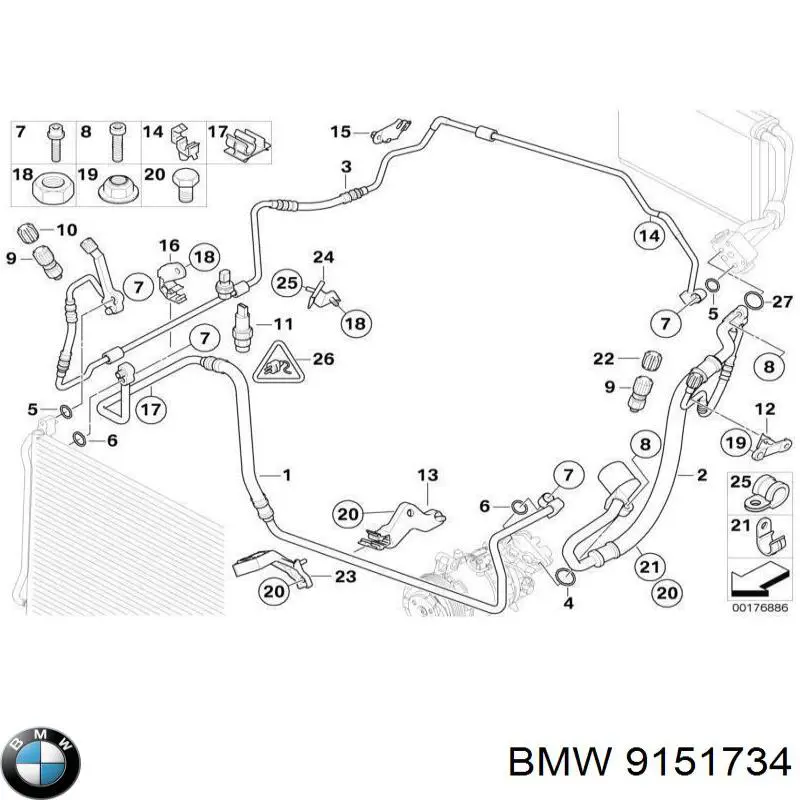 Przewód klimatyzacji, od chłodnicy do parownika BMW 9151734 cena, od 93,64 USD