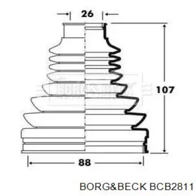 BCB2811 Borg&beck osłona przegubu homokinetycznego półosi przedniej wewnętrzna