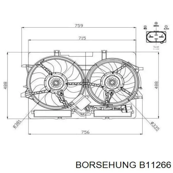 Wentylator elektryczny układu chłodzenia, kompletny (silnik+wirnik) lewy Borsehung B11266 cena, od 190,69 USD
