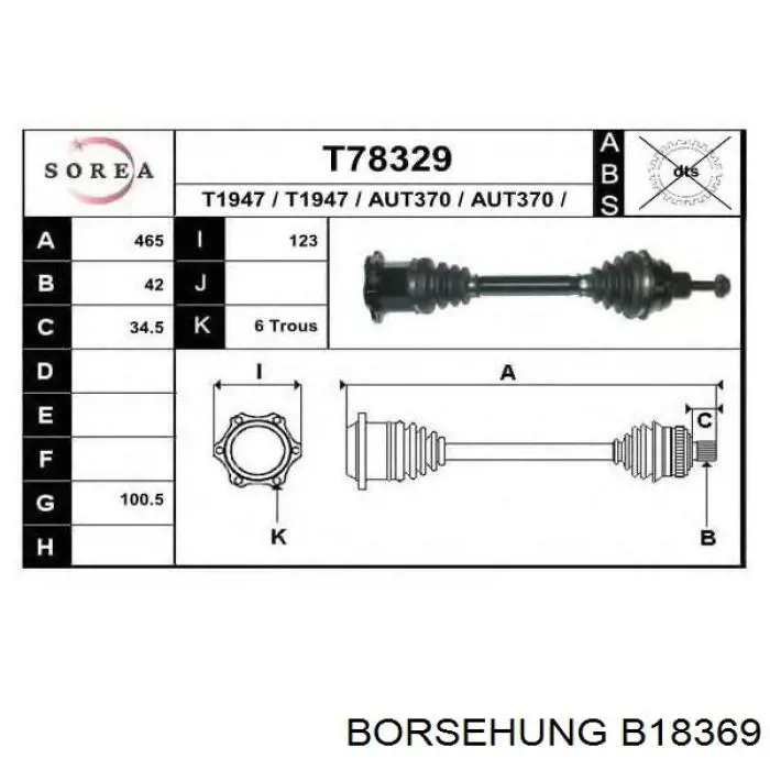 Półoś napędowa przednia Borsehung B18369 cena, od 132,93 USD