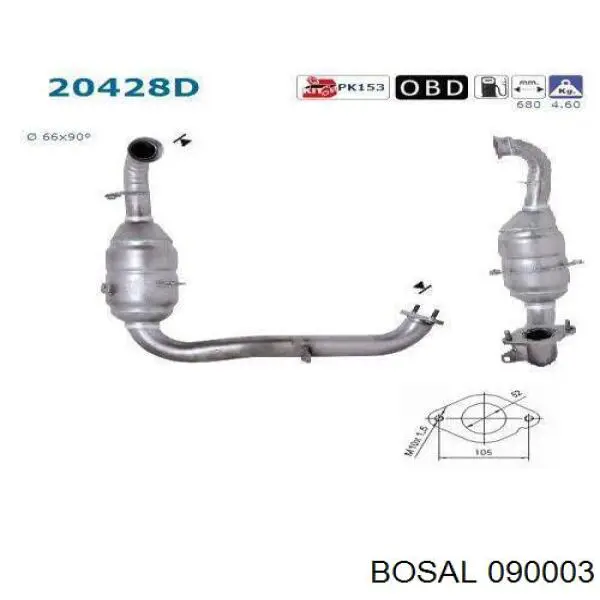 Do koszyka Y6012050XB Mazda Konwerter-katalizator