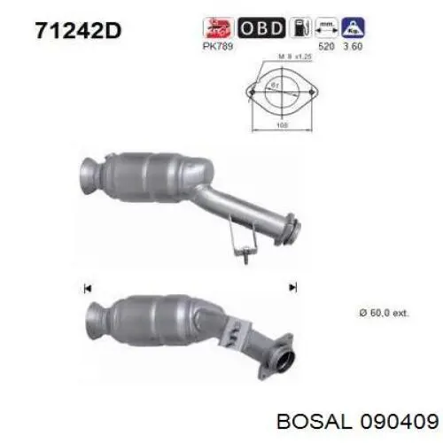 Konwerter-katalizator Bosal 090409 cena, od 479,93 USD