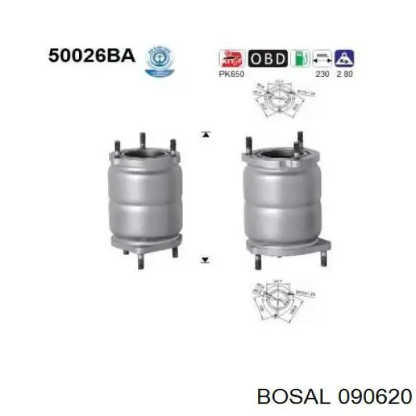 Konwerter-katalizator Bosal 090620 cena, od 393,78 USD