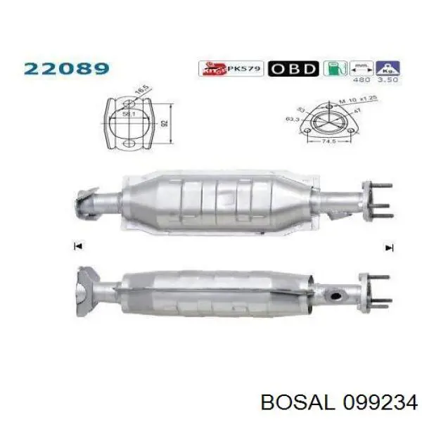 Konwerter-katalizator Bosal 099234 cena, od 120,24 USD