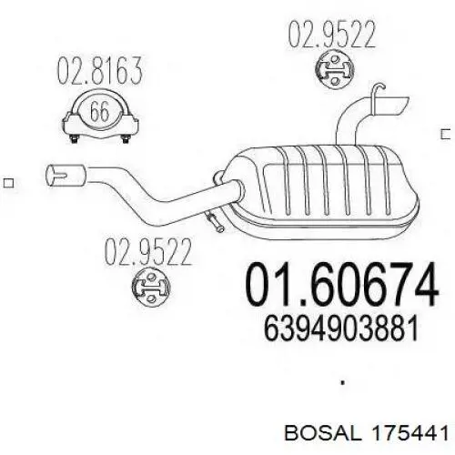 Do koszyka 6394903881 Mercedes Tłumik, tylna część