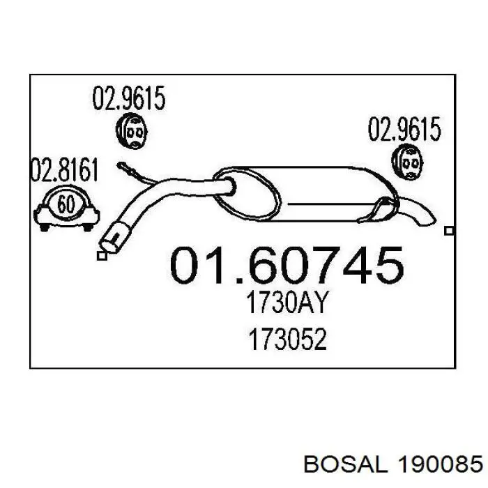 Do koszyka Tłumik, tylna część Citroen C5  III  RW