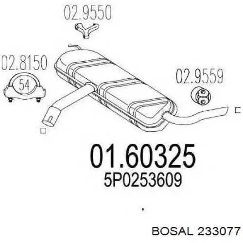 Do koszyka 233077 Bosal Tłumik, tylna część