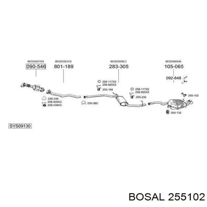 Do koszyka 255102 Bosal Wspornik tylnej poduszki tłumiącej