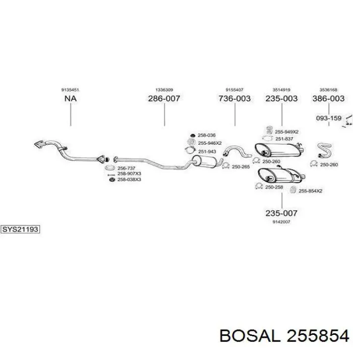Do koszyka 255854 Bosal Poduszka mocowania tłumika
