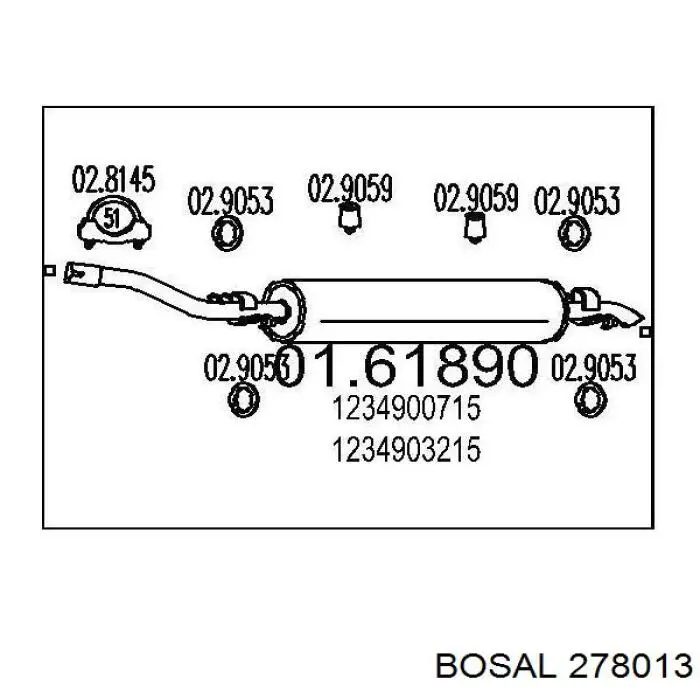Tłumik, tylna część Bosal 278013 cena, od 68,84 USD