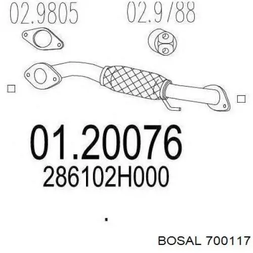 Do koszyka 286102R100 Hyundai/Kia Przedni rura przyjęcia (kalesony) tłumika
