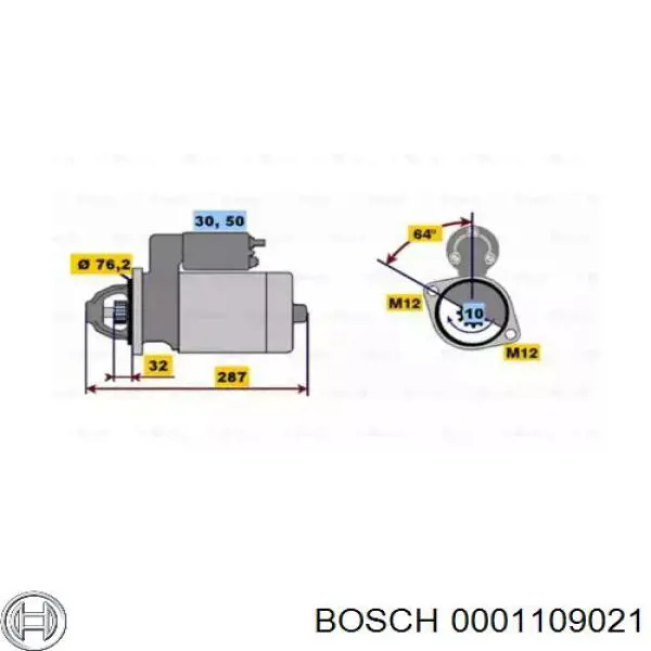 Rozrusznik Bosch 0001109021 cena, od 54,21 USD