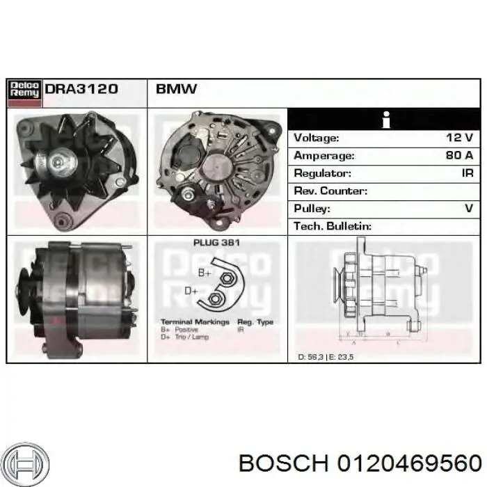 0120469560 Bosch Alternator