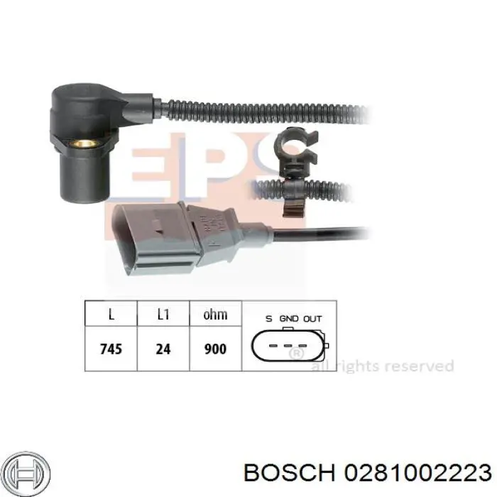 0281002223 Bosch Czujnik położenia wału korbowego